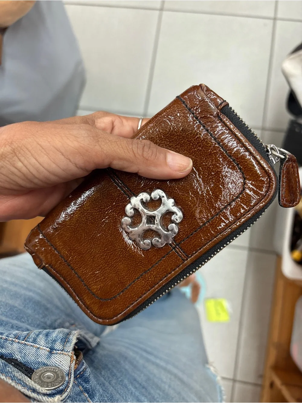 Brighton Brown Leather & Key Holder with Silver Emblem